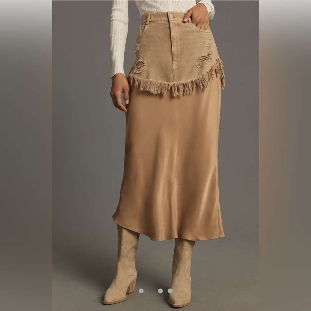 Anthropologie Pilcro Twofer Slip Midi Skirt